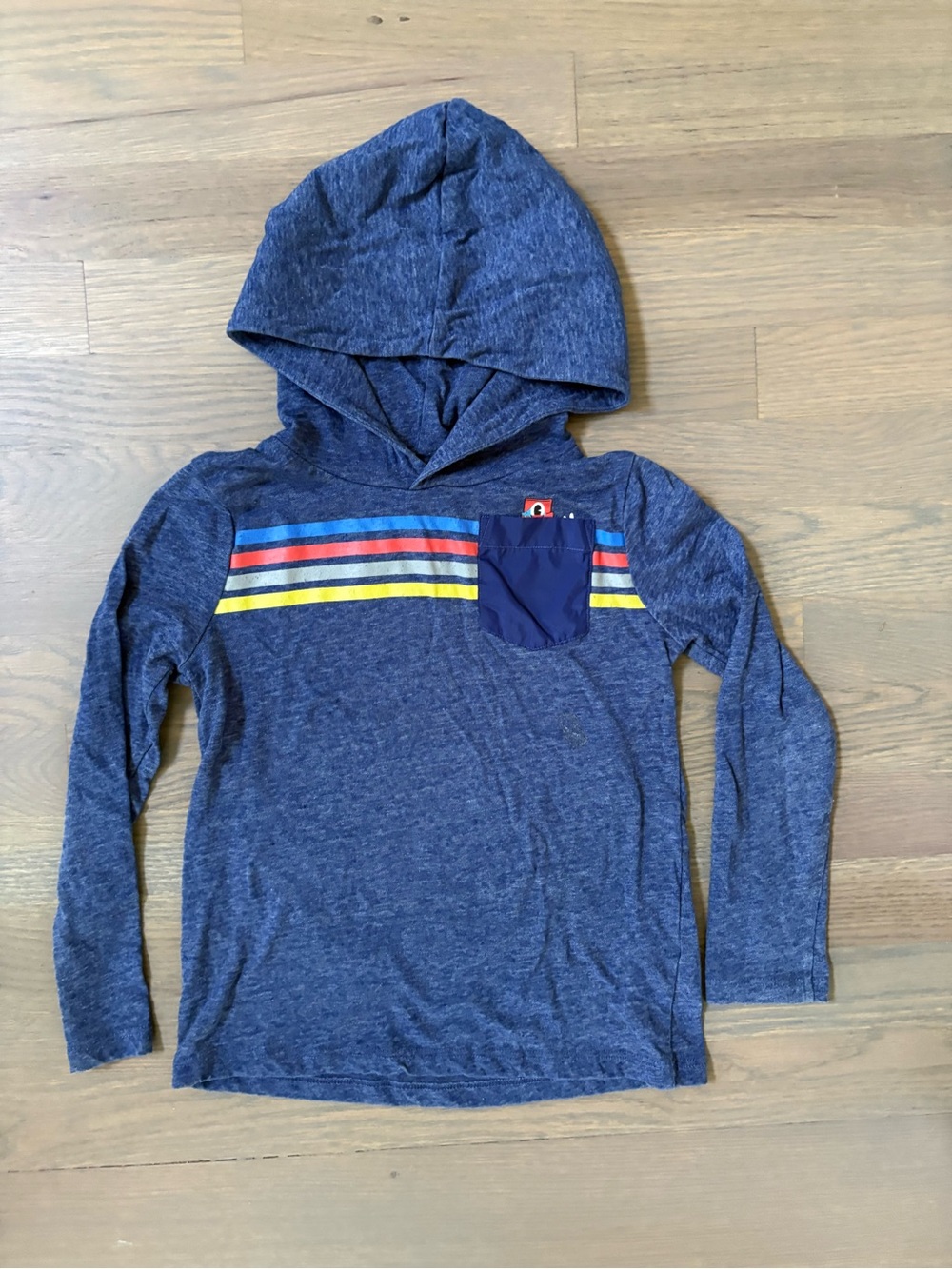 Kids Hooded Long-Sleeve Tee with Color Stripe Detail